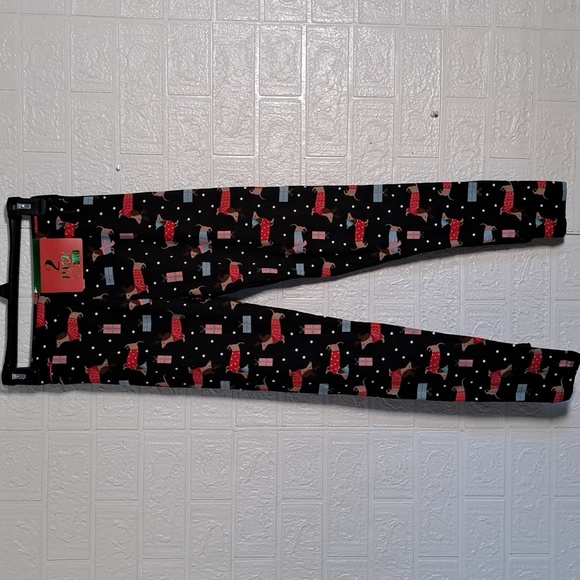 2 Pack ShoSho Leggings Buttery Soft Christmas Dachshund - Picture 3 of 9
